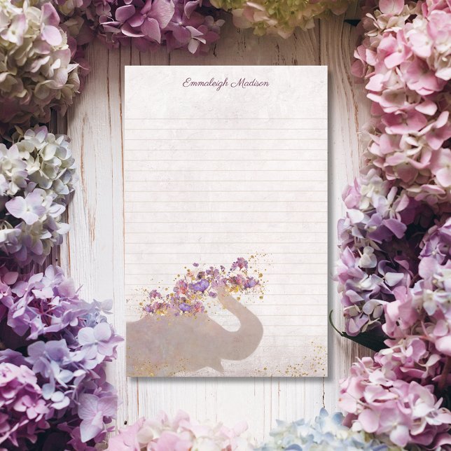Tan Elephant Dreamy Boho Chic Monogram Stationery Brevpapper (Skapare uppladdad)