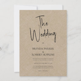 Tan Färg linen Simple BlackScript Welcome Inbjudan