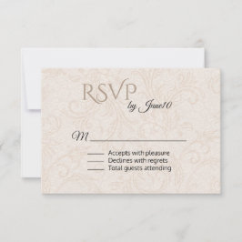 Tan Flourish Damask Wedding OSA Kort