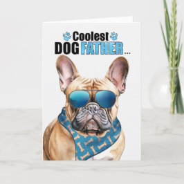 Tan Fransk Bulldog Hund Coolest Pappa Fars dag Helgkort