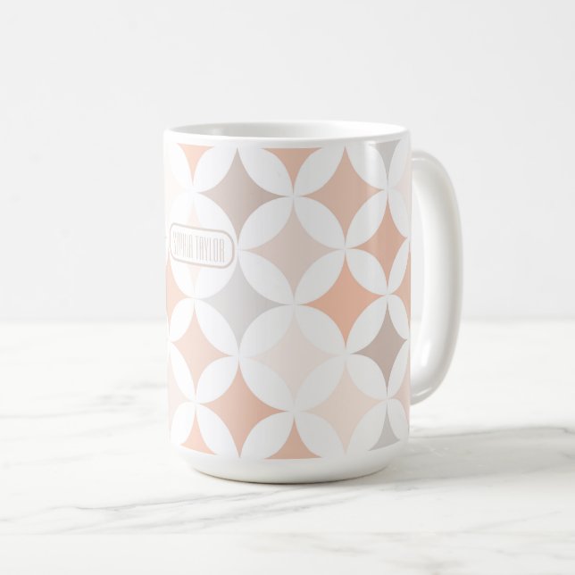 Tan Geometric Diamond Circles Kaffemugg (Framsida höger)