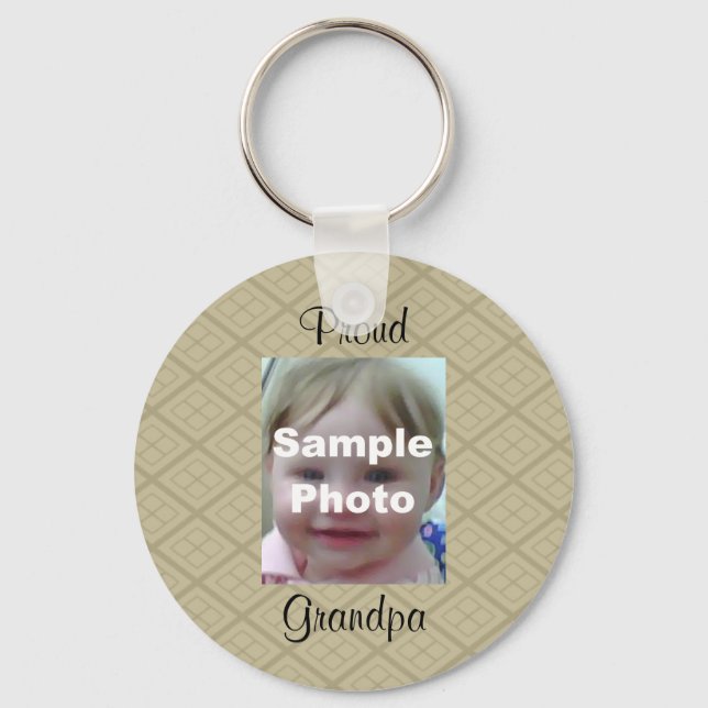 Tan Geometric Photographic Keychain Nyckelring (Framsida)