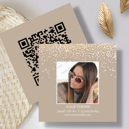 Tan Glitter | Foto | Social Media | QR-kod Fyrkantigt Visitkort