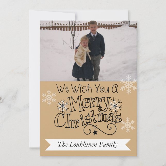 Tan God jul Photo Helgdag Card Julkort (Framsida)