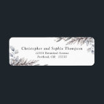 Tan & Grått Winter Botanicals Returadress Etikett<br><div class="desc">Den här returadressetiketten för elegant innehåller te och grått helgdag botanicals med en vit och vit vattenfärgad bakgrund.</div>