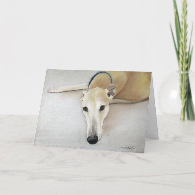 "Tan Greyhond"-kort för Hund Art-hälsning Kort (Framsida)