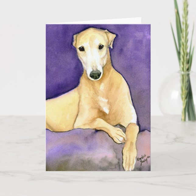 "Tan Greyhound" Hund Art-gratulationskort Kort (Framsida)