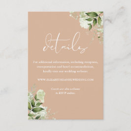 Tan Grönska Blommig Bröllopsinformation Tilläggskort