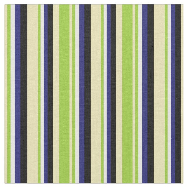 Tan, Grönt, vit, Midnight Blue och Black Färgad Tyg (Närbild)