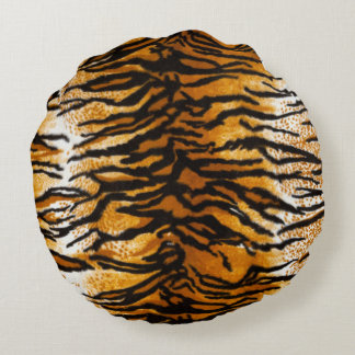 Tan & Guld Tiger Print Round Dekorativ kudde