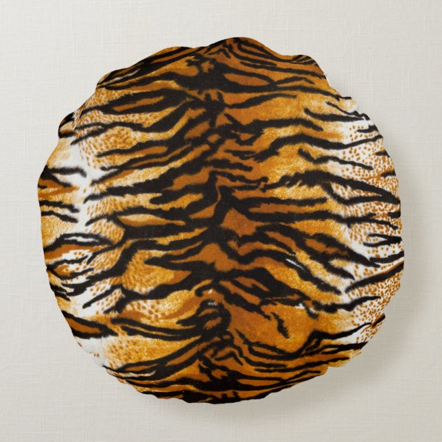 Tan & Guld Tiger Print Round Dekorativ kudde (Baksidan)
