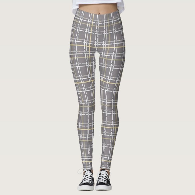 Tan/Gult Play Mönster Kvinnors bensin Leggings (Framsida)