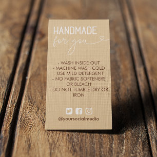 Tan Handmade Tvätta instruktioner för Social Media Visitkort