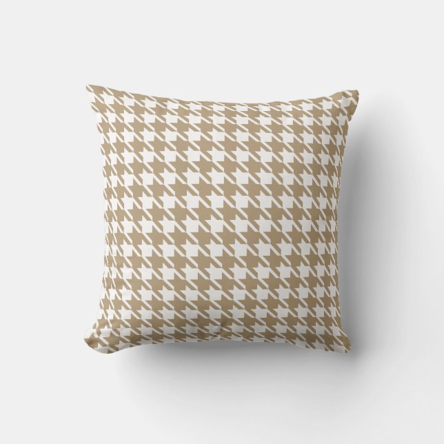 Tan Houndstooth Mönster Kudd Kudde (Framsida)