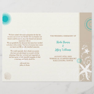 Tan Ivory Aqua Beach Wedding BiFold-programmet