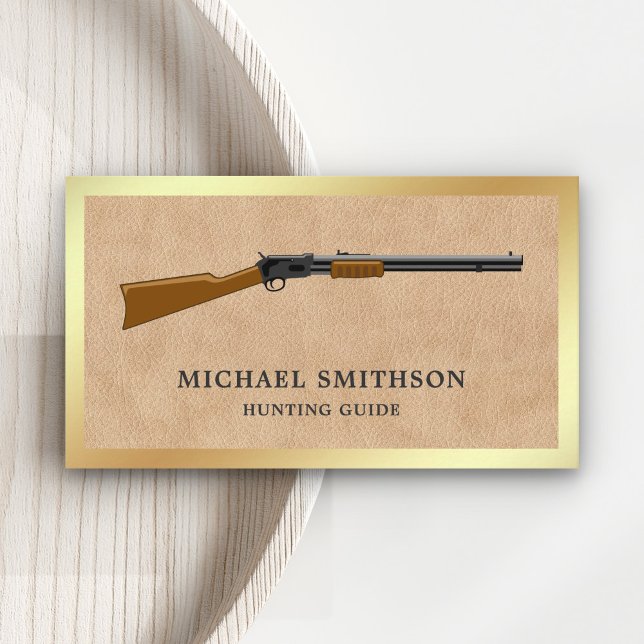 Tan Leather Pistol Rifle Gun Shop Gunsmith Visitkort (Skapare uppladdad)