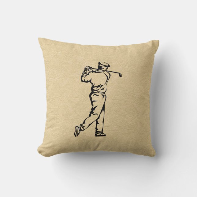 Tan Leather-utseende Golf Design Kudde (Framsida)