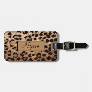 Tan Leopard Gepard Djurtryck Personlig Bagagebricka