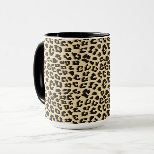 Tan Leopard Print Mugg (Framsida vänster)