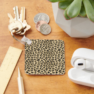 Tan Leopard Print Nyckelring