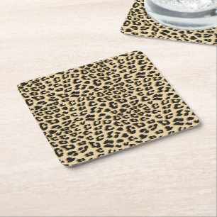 Tan Leopard Print Underlägg Papper Kvadrat