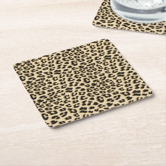 Tan Leopard Print Underlägg Papper Kvadrat (Vinklad)
