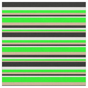 Tan, Lime, Mint Cream och Black Led Mönster Tyg
