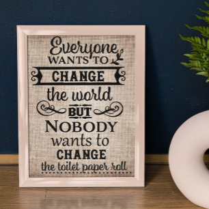 Tan Linen-utseende Ändra Pappert toalettstav Poster