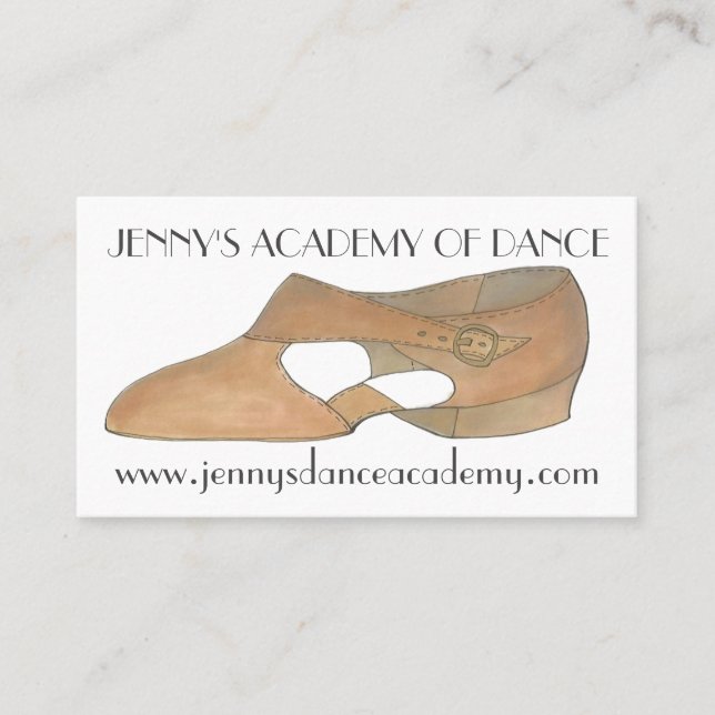 Tan Lyrical Modern Shoe Dance Teacher Studio Visitkort (Framsida)