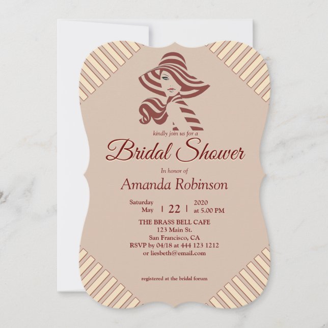 Tan - Marsala Vin & Modern för Rosa Inbjudningar (Framsida)