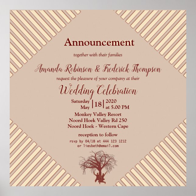 Tan - Marsala Vin och ett modernt Rosa Poster (Framsidan)