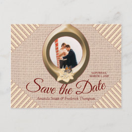Tan - Marsala Vin & Textured Save Date Meddelande Vykort