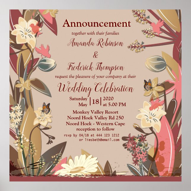 Tan - Marsala Vin & twist of Hues of Rosa Poster (Framsidan)