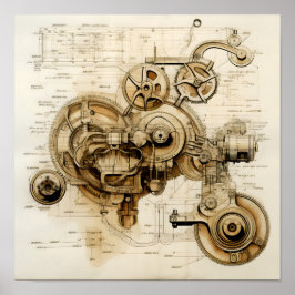 Tan Maskin Blueprint Poster