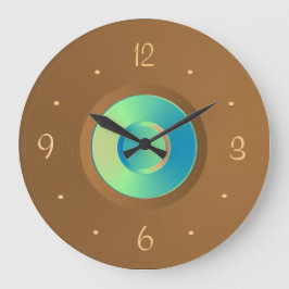 Tan med Aqua Blue Center > Wall Clock Stor Klocka