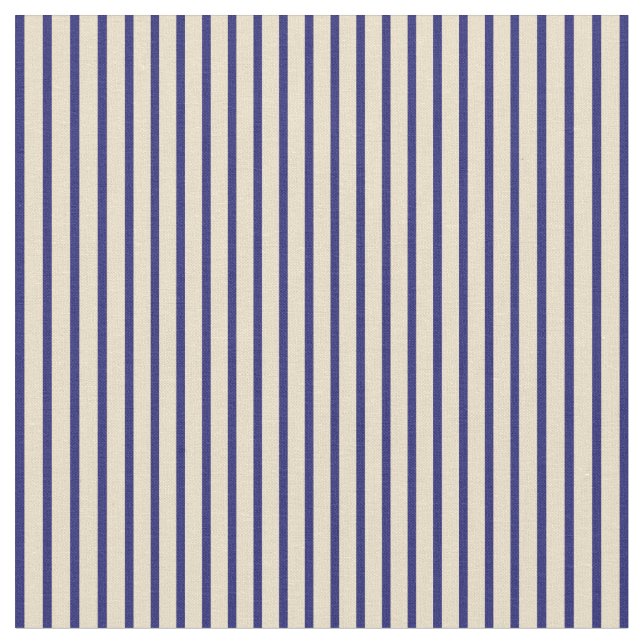 Tan & Midnight Blue Stripe/LUND Mönster Tyg (Närbild)