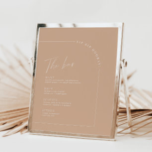 Tan Minimalist Calligraphy Bröllop Pub Menu