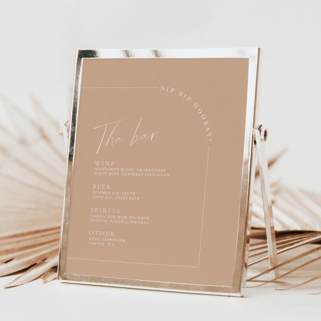 Tan Minimalist Calligraphy Bröllop Pub Menu (Skapare uppladdad)
