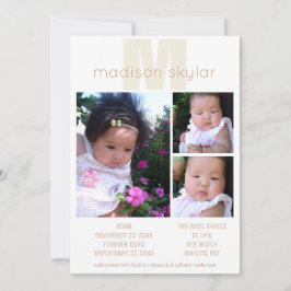 Tan Monogram enkel adoption 3 fotokollage Meddelande