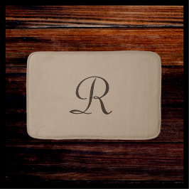Tan Monogrammed plush Bath Mat Badrumsmatta