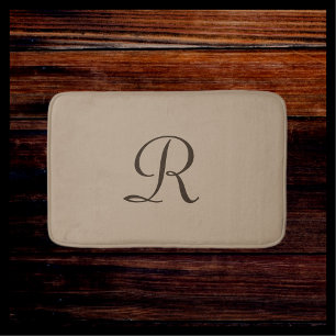 Tan Monogrammed plush Bath Mat Badrumsmatta