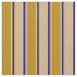 Tan, Mörk Goldenrod & Blue Färgad Rand Tyg