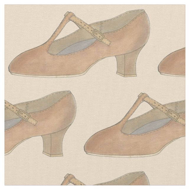 Tan Musical Theater T-Strap Character Dance Shoe Tyg (Närbild)