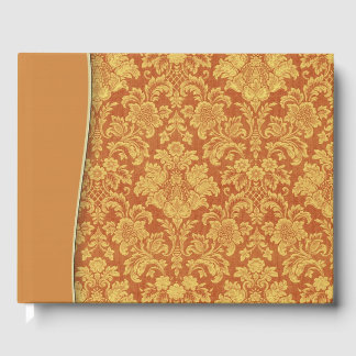 Tan Natural Damask Wedor eller Shower Guestbook Gästböcker