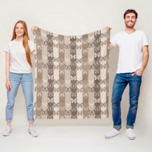 Tan Neutral Jord Fjäril Ränder Design  Fleecefilt
