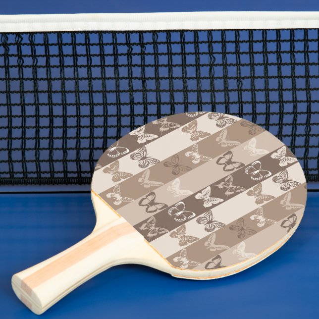 Tan Neutral Jord Fjäril Ränder Design  Pingisracket (Insitu)