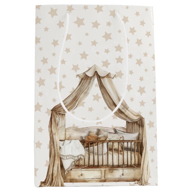 TAN NEUTRALT FÄRG BOHO BABY CRIB (Framsidan)