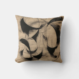 Tan- och Black CalliGraph-Abstrakt Th Kudde