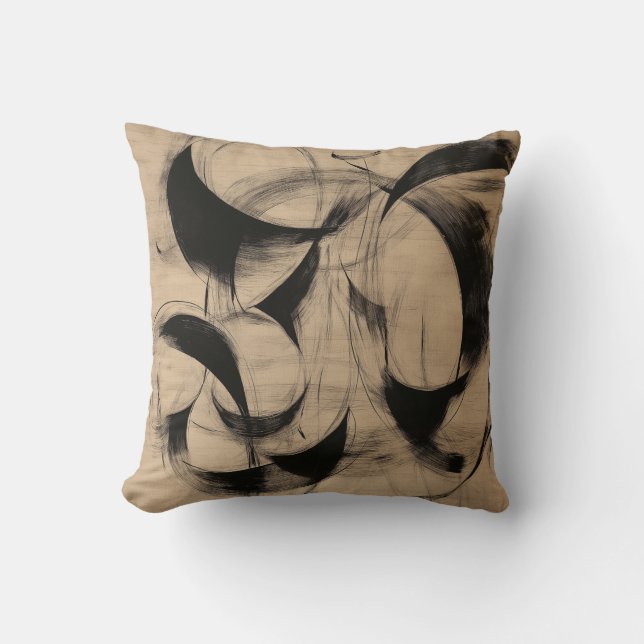 Tan- och Black CalliGraph-Abstrakt Th Kudde (Framsida)