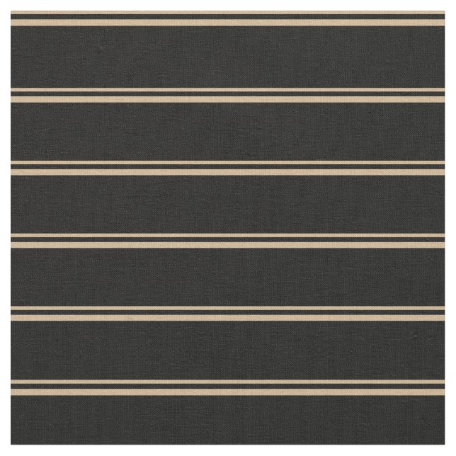 Tan och Black Färgad Linjer/Rand Mönster Tyg (Närbild)